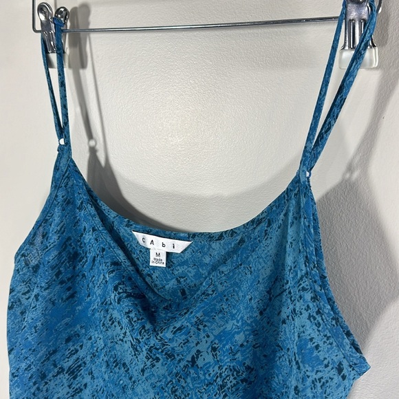 CAbi Brilliant Blue and Black Tank Top Spaghetti Strap Flowey Lightweight - Picture 4 of 5
